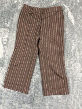 New York & Company Stretch Brown Striped Dress Pants Size 2